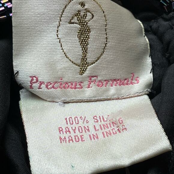 Vintage 90s Y2K Black Silk Beaded Halter Mini Cocktail Dress - Picture 9 of 10